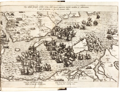 View full screen - View 1 of Lot 153. Ens, Rerum danicarum, Frankfurt, 1593; De rebus gestis, Frankfurt, 1592, later calf.
