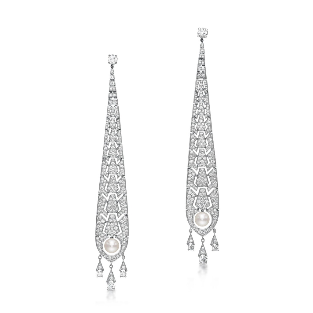 View full screen - View 1 of Lot 1894. 'Evasions Joaillieres' Pair of Diamond and Cultured Pearl Pendent Earrings | 卡地亞 | 'Evasions Joaillieres' 鑽石 配 養殖珍珠 耳墜一對.