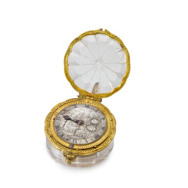 View full screen - View 1 of Lot 1304. A rock crystal and gilt-metal mounted verge watch Circa 1640-50.