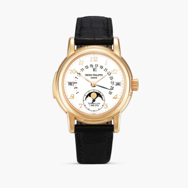 View full screen - View 1 of Lot 2399. Reference 5016 ‘Second Series’ | A pink gold minute repeating perpetual calendar tourbillon wristwatch with retrograde date, moon phases and leap year indication, Circa 2002.