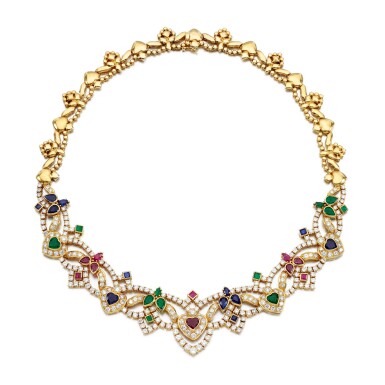 View full screen - View 1 of Lot 106. Gem set necklace.