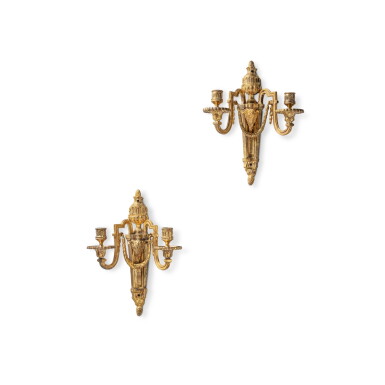 View full screen - View 1 of Lot 679. A Louis XVI gilt-bronze two-light wall lights, circa 1780.