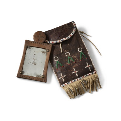 View full screen - View 1 of Lot 40. A Plains Beaded Leather Dispatch Case with Mirror Board.