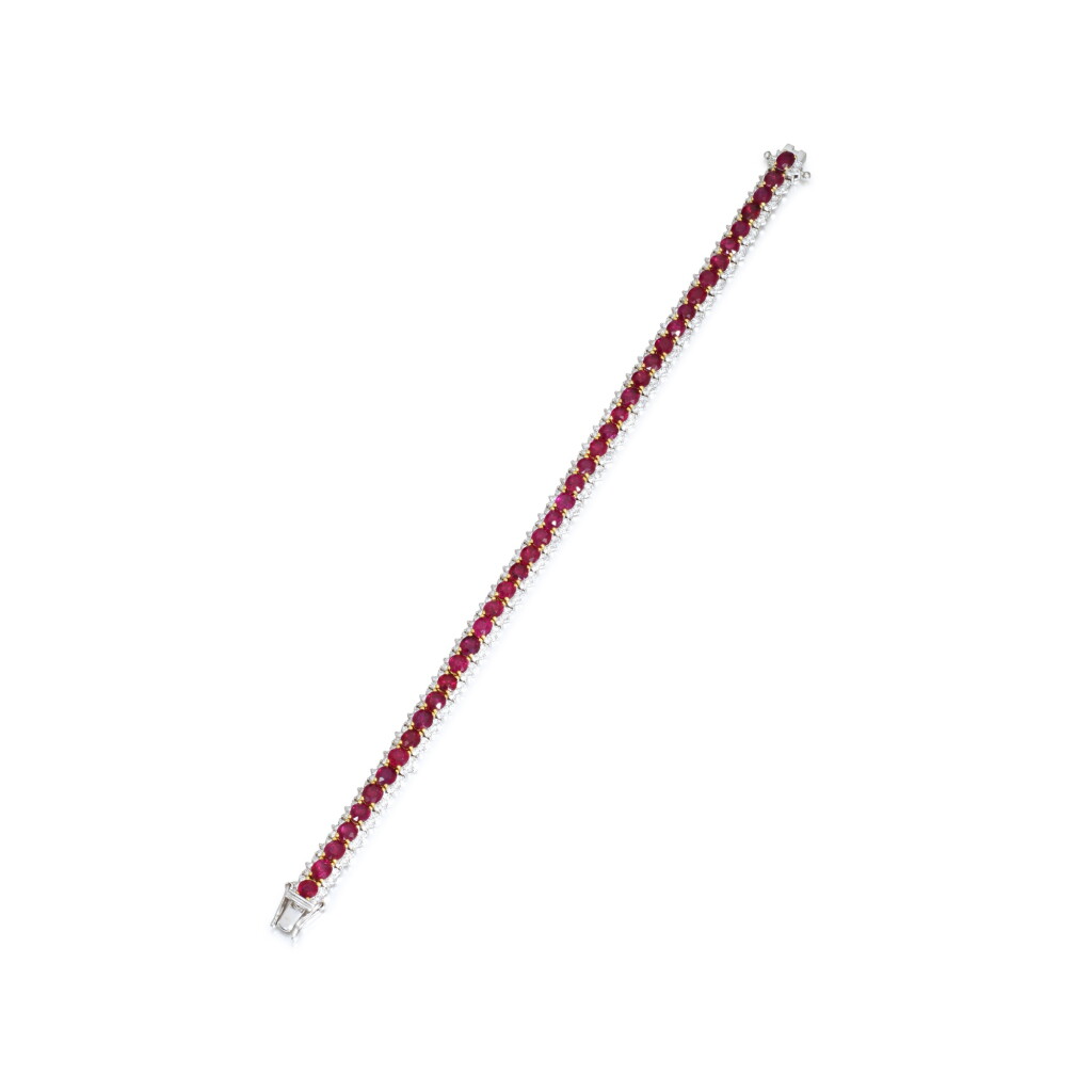 View full screen - View 1 of Lot 920. Ruby and Diamond Bracelet.