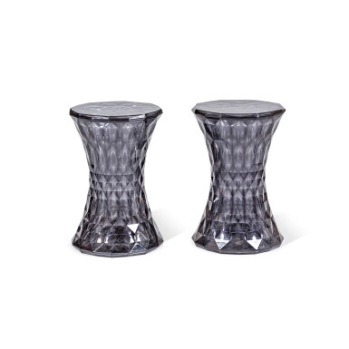 View full screen - View 1 of Lot 442. Paire of Stone fumé stools, circa 2000 | Ein Paar Stone Fumé Hocker aus gefärbtem Polykarbonat, circa 2000.