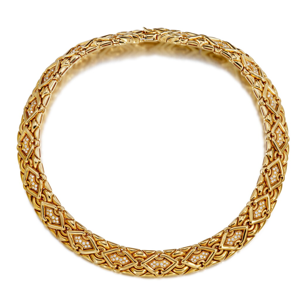 View full screen - View 1 of Lot 1633. 'Trika' Gold and Diamond Necklace | 寶格麗 | 'Trika' K金 配 鑽石 項鏈.