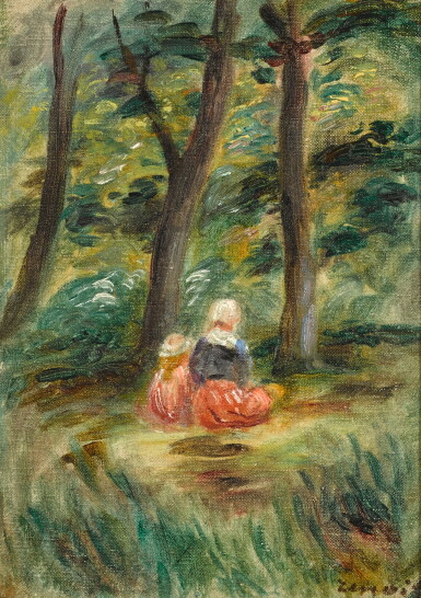 View full screen - View 1 of Lot 132. Femme et enfant dans un paysage.