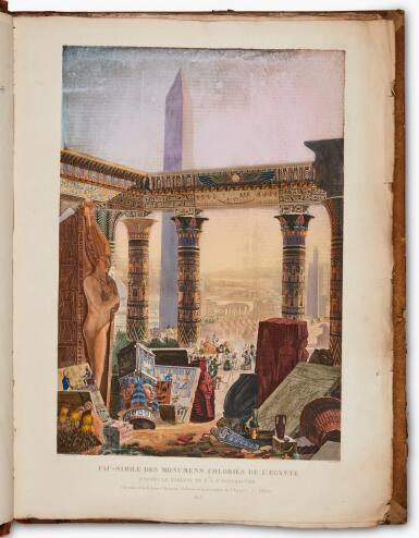View full screen - View 1 of Lot 59. Description de l'Égypte, Paris, 1820-30, second edition, 37 atlas volumes plus 24 text volumes bound in 26.