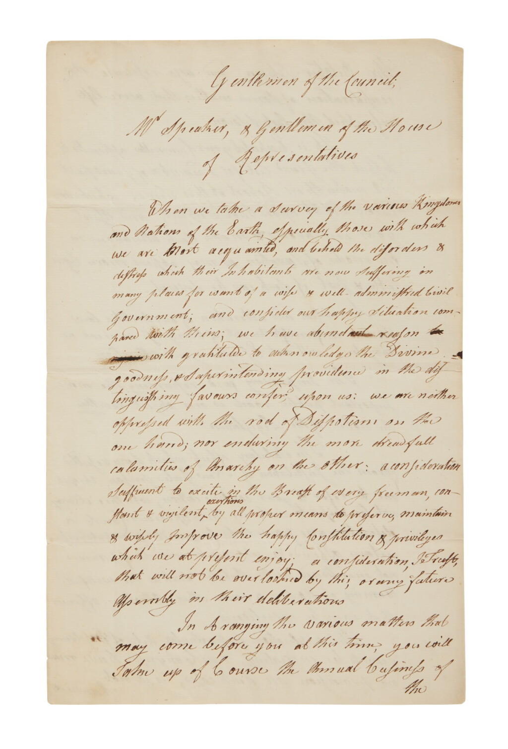View full screen - View 1 of Lot 1133. Huntington, Samuel | The state of the state of Connecticut, 1792.