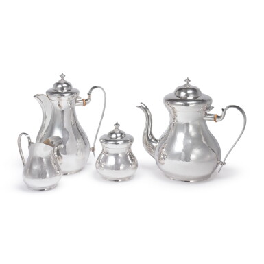View full screen - View 1 of Lot 592. A FOUR-PIECE ITALIAN SILVER TEA AND COFFEE SET, BUCCELLATI, 20TH CENTURY.