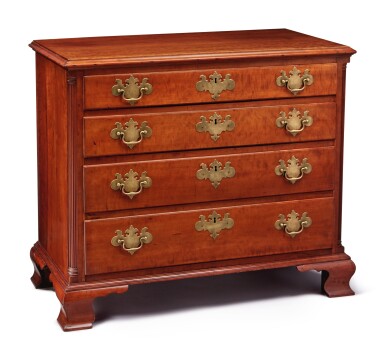 View full screen - View 1 of Lot 37. Fine Chippendale Figured Cherrywood Chest of Drawers, Pennsylvania, circa 1775.
