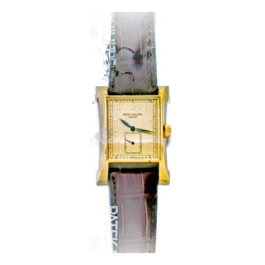 View full screen - View 1 of Lot 989. PATEK PHILIPPE | REF 5500 PAGODA A LIMITED EDITION YELLOW GOLD RECTANGULAR WRISTWATCH, MADE TO COMMEMORATE THE INAUGURATION OF PATEK PHILIPPE'S WATCHMAKING CENTER IN GENEVA CIRCA 1997 | 百達翡麗 | 5500型號「PAGODA」限量版黃金腕錶,為紀念百達翡麗日內瓦製錶中心開幕製造,年份約1997.