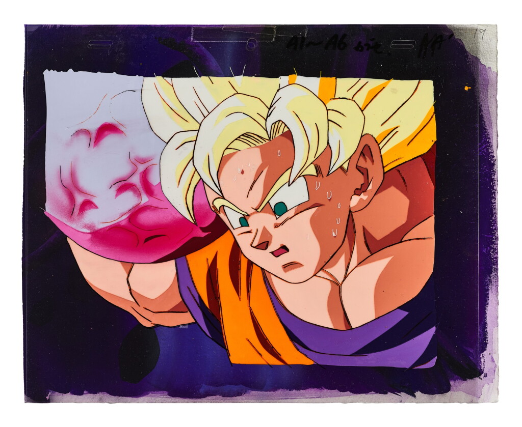 View full screen - View 1 of Lot 55. DRAGON BALL Z BY TOEI ANIMATION 龍珠Z by東映動畫 | SUPER SAIYAN 2 GOKU ANIMATION CEL 超級賽亞人2悟空動畫手稿.