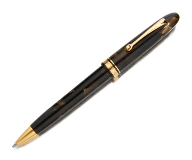 View full screen - View 1 of Lot 48. OMAS | A BROWN AND BLACK CELLULOID BALLPOINT PEN, CIRCA 2005.