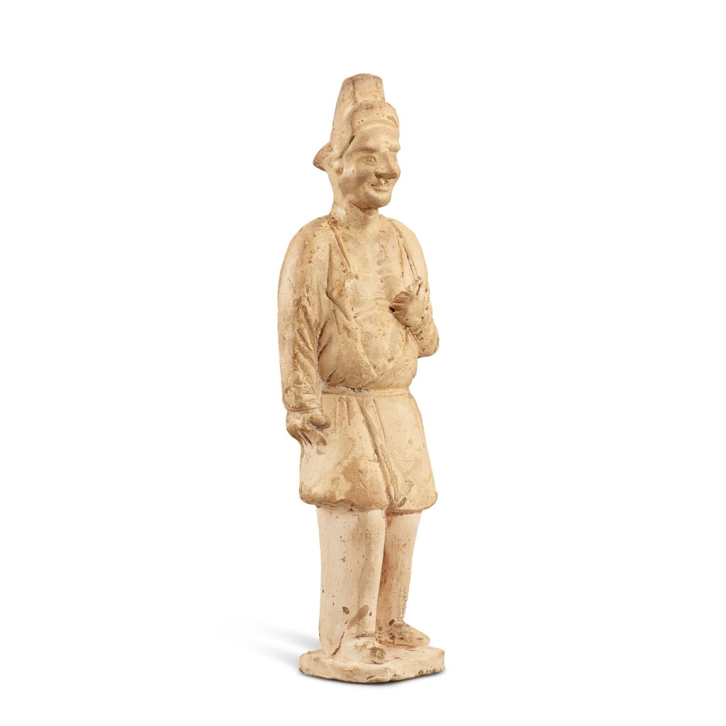 View full screen - View 1 of Lot 321. A pottery standing figure of a foreigner, Tang dynasty 唐 陶胡人立俑.