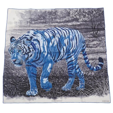 View full screen - View 1 of Lot 36. Hermès "Tigre du Bengale" Silk Twill Scarf 90cm.