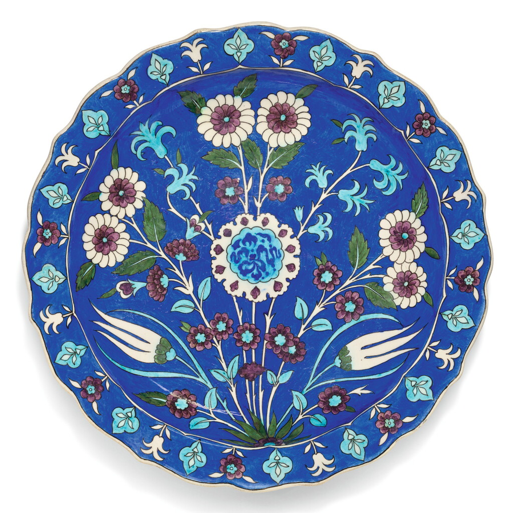 View full screen - View 1 of Lot 507. A LARGE THEODORE DECK IZNIK-STYLE POTTERY DISH, FRANCE, 19TH CENTURY.