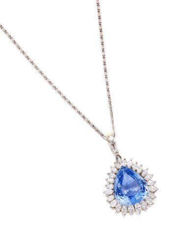 View full screen - View 1 of Lot 431. Sapphire and Diamond Pendant-Necklace.