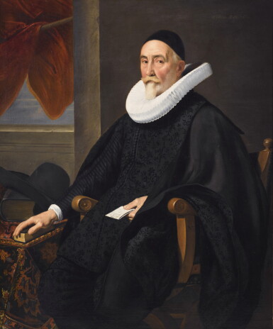 View full screen - View 1 of Lot 265. JAN ANTHONISZ. VAN RAVESTEYN | PORTRAIT OF A SEATED MINISTER, AGED 76, THREE-QUARTER-LENGTH .