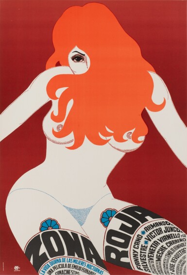 View full screen - View 1 of Lot 163. ZONA ROJA / PINK ZONE (1976) POSTER, MEXICAN.