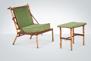 View full screen - View 1 of Lot 87. Chair and Foot Stool.