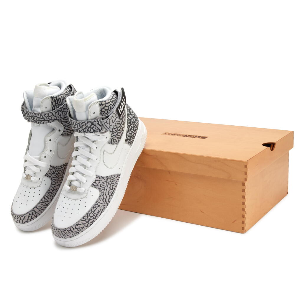 View full screen - View 1 of Lot 40. Nike Air Force 1 High ‘Chris Hall’ White Cement Sample | Size 10.5 .
