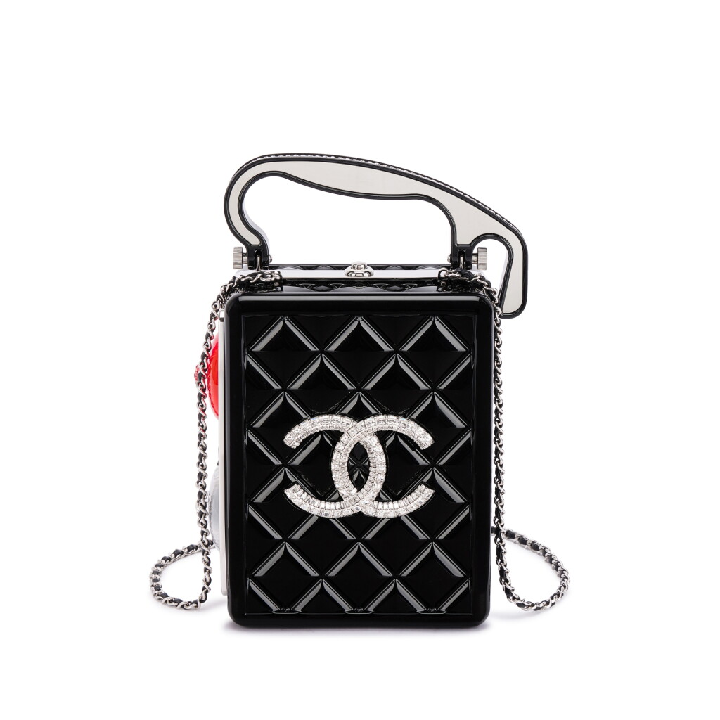 View full screen - View 1 of Lot 635. Limited Edition Black Quilted Plexiglass and Crystal Traffic Light Minaudière Silver Hardware, 2019.