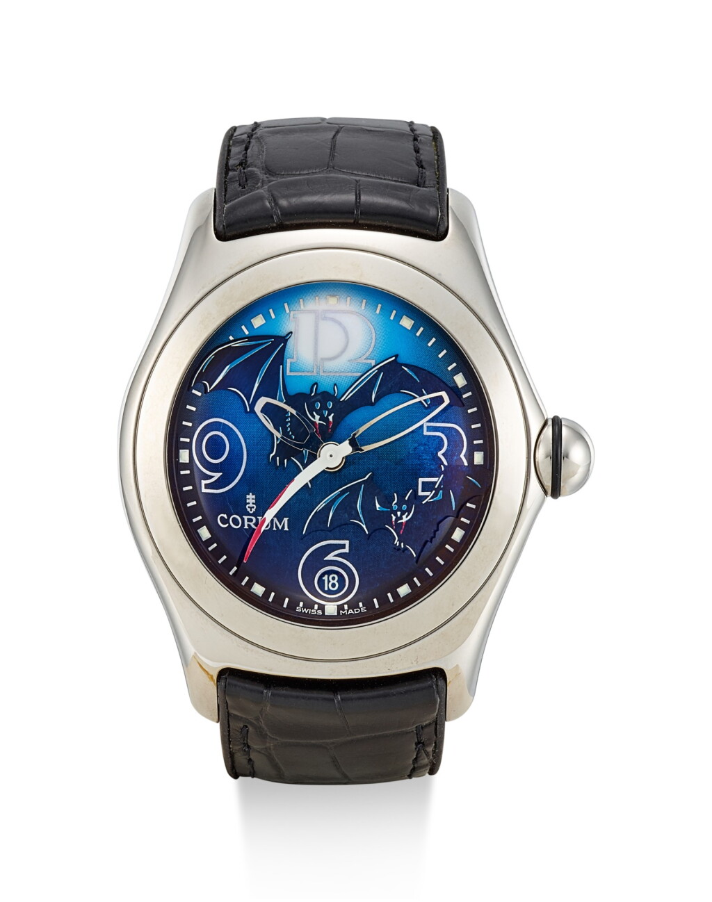 View full screen - View 1 of Lot 8028. CORUM | BUBBLE BAT, REFERENCE 082.150.20, A LIMITED EDITION STAINLESS STEEL WRISTWATCH WITH DATE, CIRCA 2005.