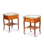 A large pair of late Louis XV mahogany rafraîchissoirs, circa 1770, one stamped Canabas | Grande paire de tables rafraîchissoirs en acajou de la fin de l'époque Louis XV, vers 1770, l'une estampillée de Canabas
