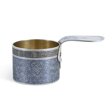 View full screen - View 1 of Lot 581. A Silver and Niello Kovsh, Sazikov, Moscow, Circa 1880.