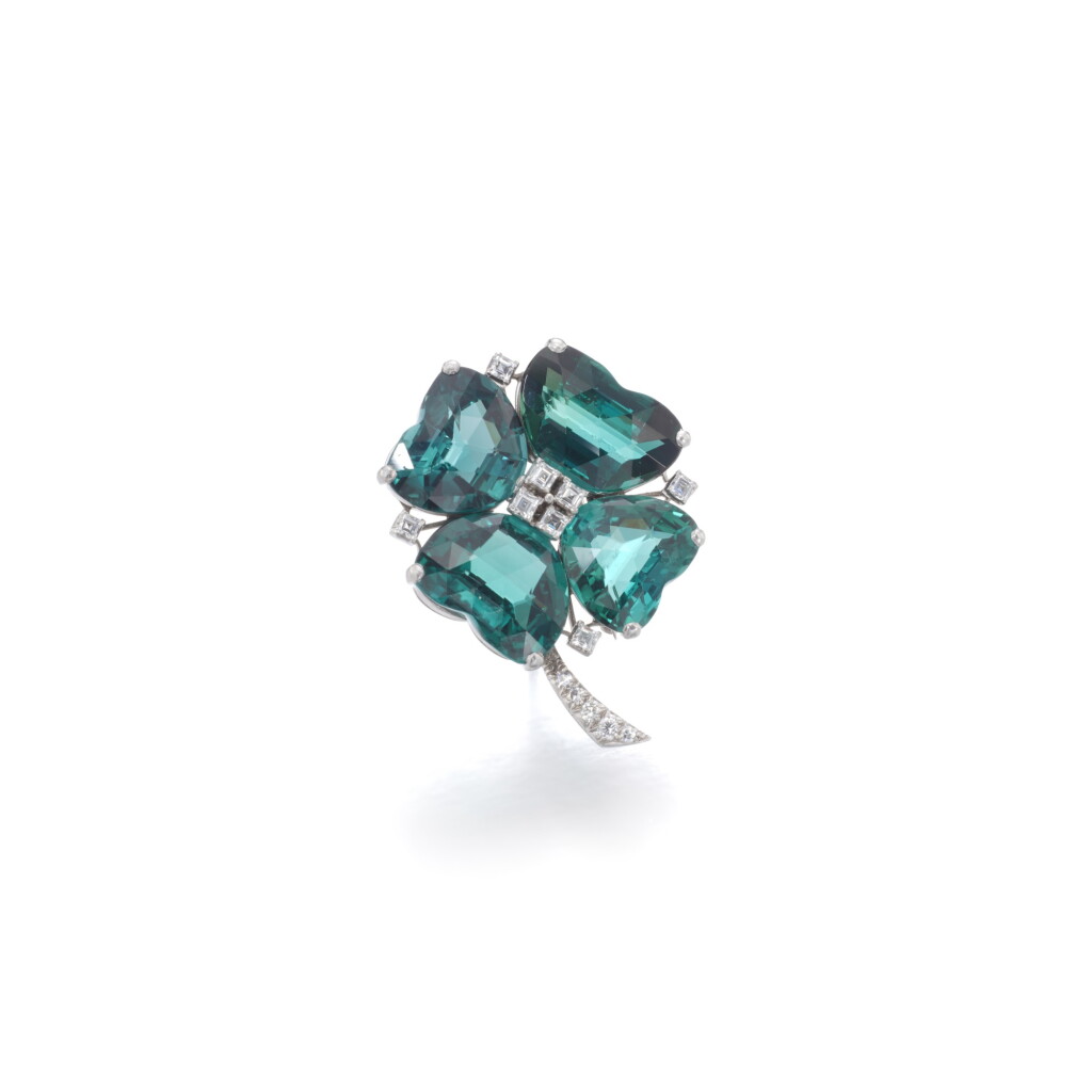 View full screen - View 1 of Lot 93. Tourmaline and diamond brooch.
