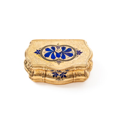 View full screen - View 1 of Lot 142. A gold and enamel snuff box, Carl Martin Weishaupt & Söhne, Hanau, circa 1860, .