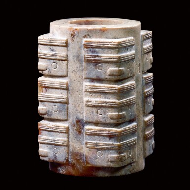 View full screen - View 1 of Lot 78. A SMALL JADE CONG NEOLITHIC PERIOD | 新石器時代 玉琮.
