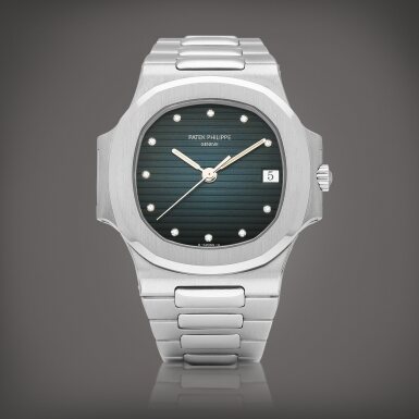 View full screen - View 1 of Lot 2113. Nautilus, Reference 3800 | A stainless steel and diamond-set bracelet watch with date, Circa 1996 | 百達翡麗 | Nautilus 型號3800 | 精鋼鑲鑽石鏈帶腕錶,備日期顯示,約1996年製.