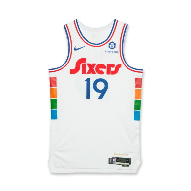 View full screen - View 1 of Lot 147. Justin Edwards Philadelphia 76ers 2024-2025 Game Issued City Edition Jersey .
