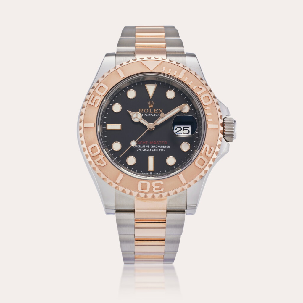 View full screen - View 1 of Lot 225. Reference 126621 Yacht-Master | A pink gold and stainless steel wristwatch with date and bracelet, Circa 2020.