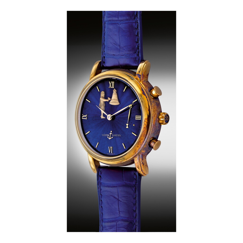 View full screen - View 1 of Lot 981. ULYSSE NARDIN | REF 751-22 SAN MARCO, A YELLOW GOLD AUTOMATIC HOUR REPEATING WRISTWATCH WITH JACQUEMART CIRCA 1995 | 雅典 |751-22型號「SAN MARCO」黃金自動上鏈正點報時腕錶備JACQUEMART人偶,年份約1995.