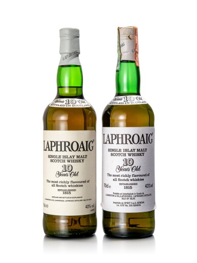 View full screen - View 1 of Lot 6046. Laphroaig 10 Year Old 43.0 ABV NV (1 BT70 and 1 BT75).