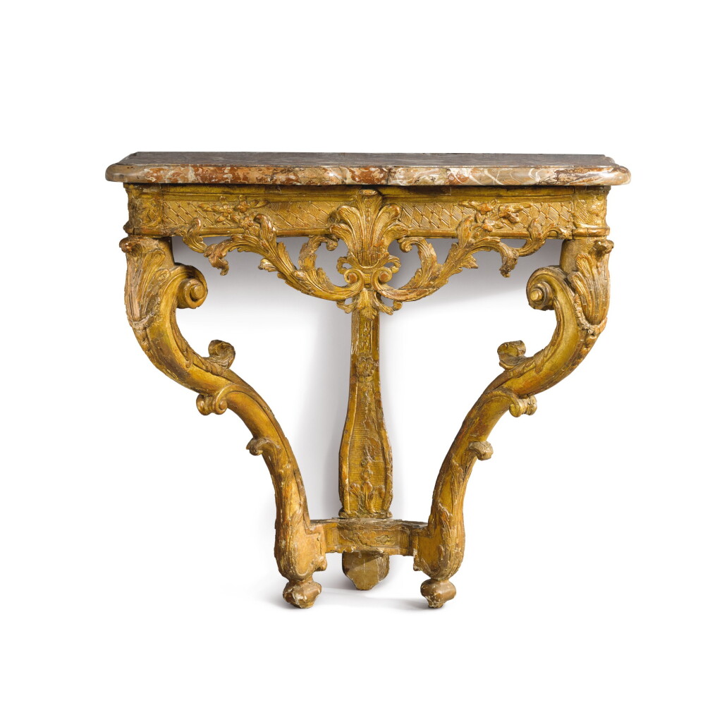 View full screen - View 1 of Lot 34. A Régence Giltwood Console Table, Circa 1720.