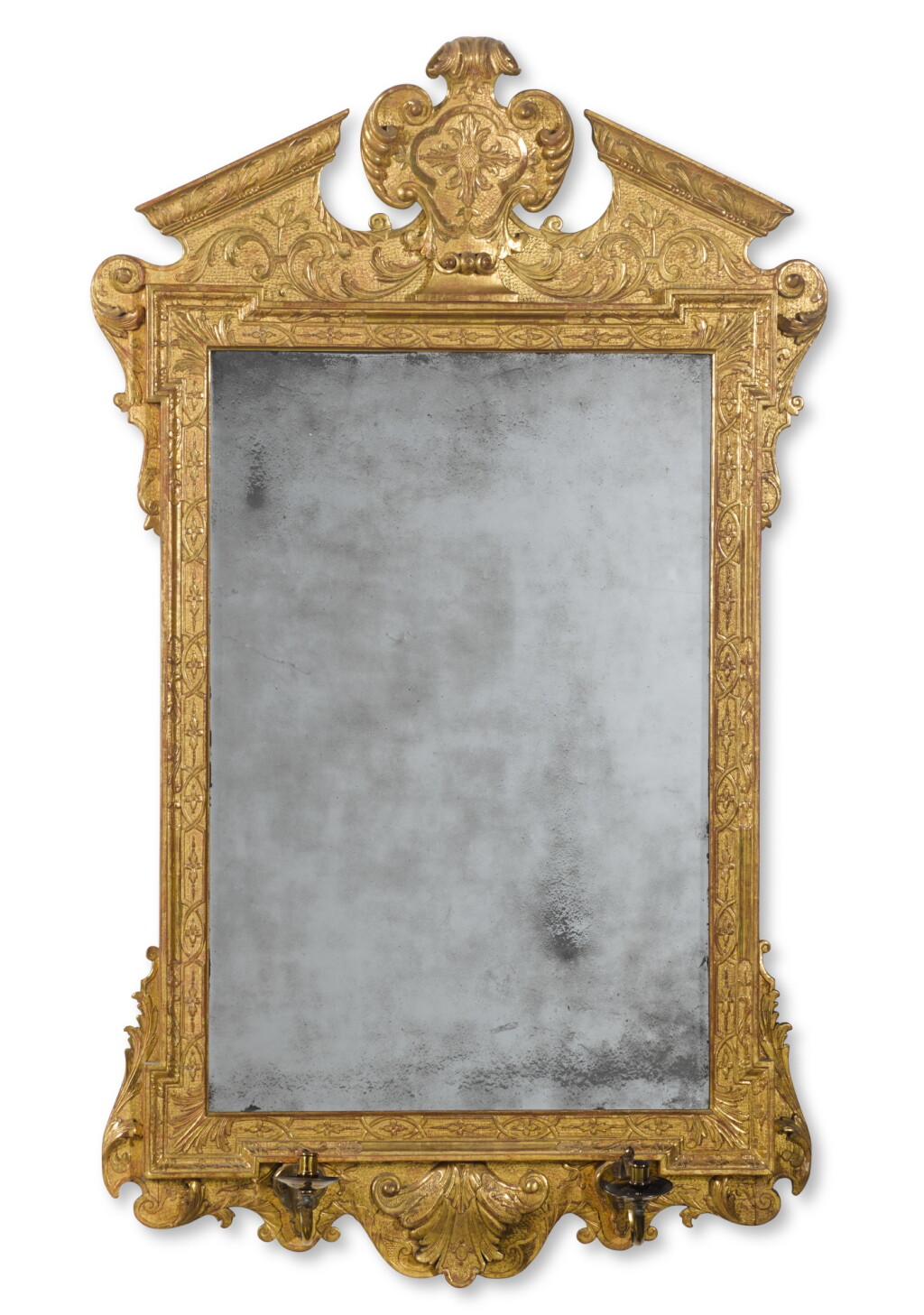 View full screen - View 1 of Lot 44. A George II carved giltwood and gilt gesso pier mirror, circa 1730.