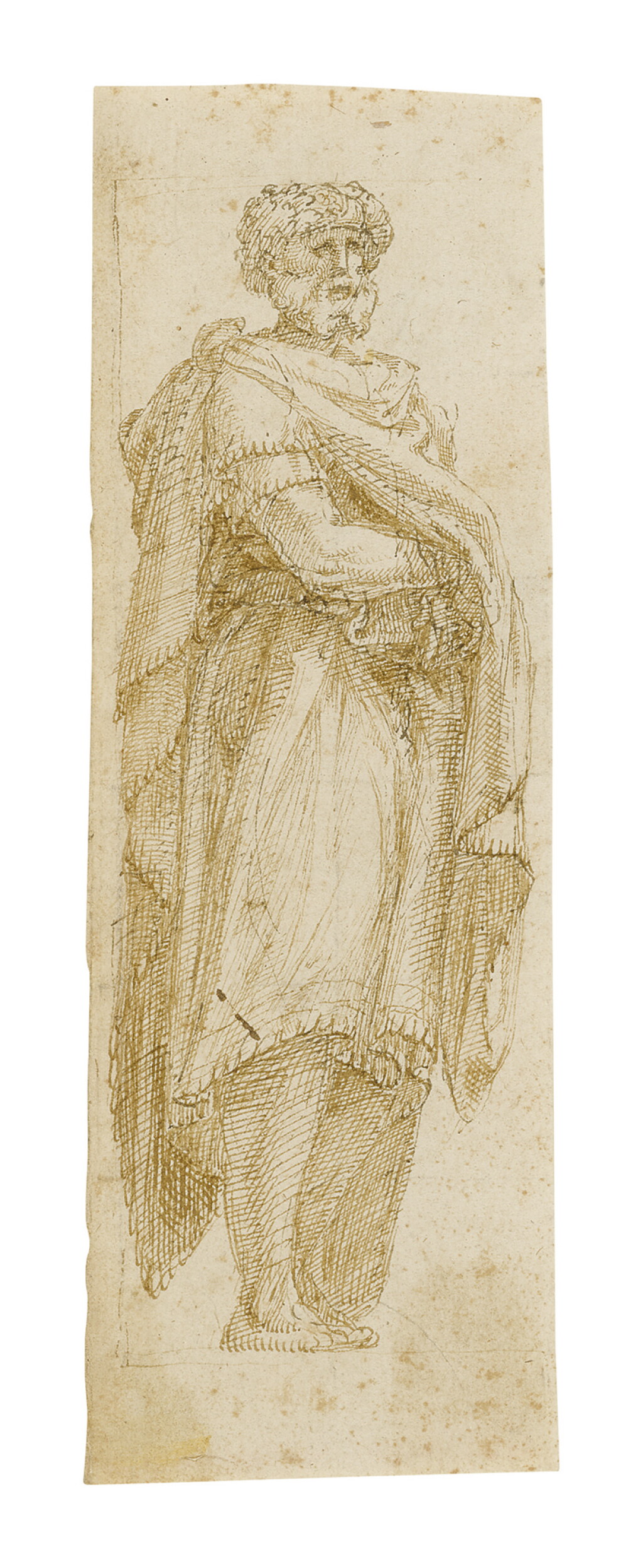 View full screen - View 1 of Lot 263. LELIO ORSI | RECTO: FIGURE STUDY OF A BEARDED MAN, DESIGN FOR A TELAMON VERSO: STUDY OF A HEAD AND A BUTTERFLY.