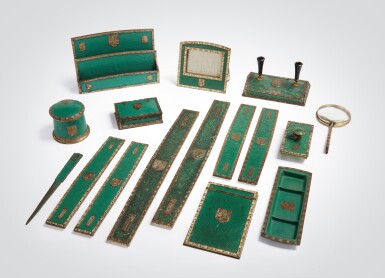 View full screen - View 1 of Lot 8. 16-Piece "Heraldic" Desk Set.