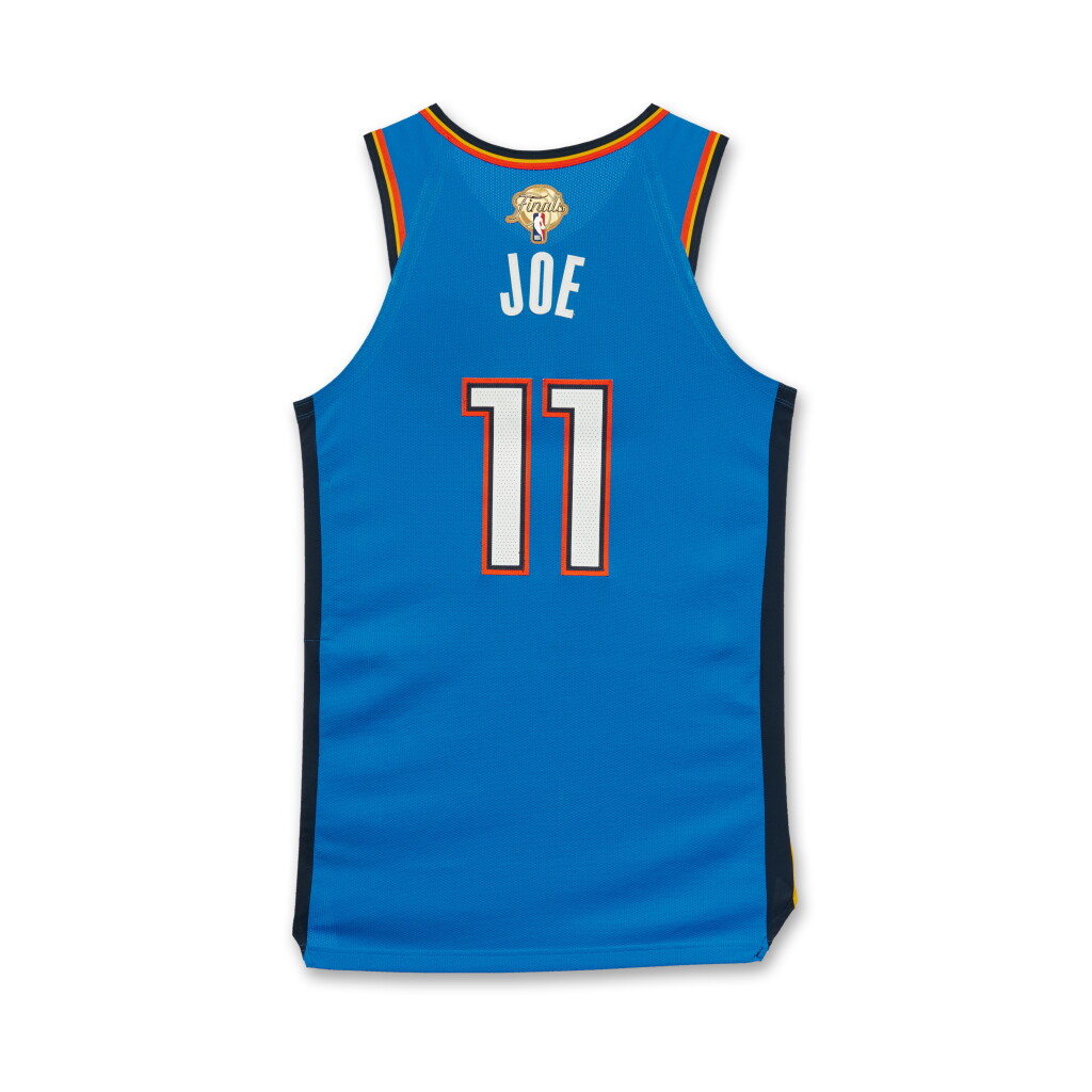 View full screen - View 1 of Lot 26. Isaiah Joe Oklahoma City Thunder 2025 Western Conference Finals Game Worn and 2025 NBA Finals Game Issued Icon Edition Jersey | ‘Championship Run’ | Matched to Game 3 Locker Room Image | Matched to the Western Conference Finals and Semifinals | 4 Games.