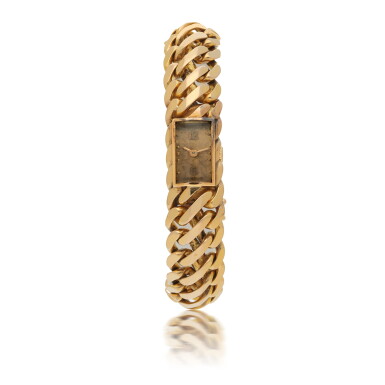 View full screen - View 1 of Lot 107. PATEK PHILIPPE | PINK GOLD BRACELET WATCH CIRCA 1945.
