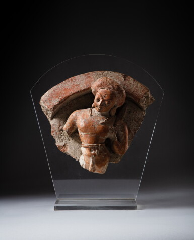 View full screen - View 1 of Lot 143. A terracotta torso of Shiva, India, Gupta period, ca. 5th century | 印度 笈多王朝約五世紀 赤陶濕婆立像殘件.
