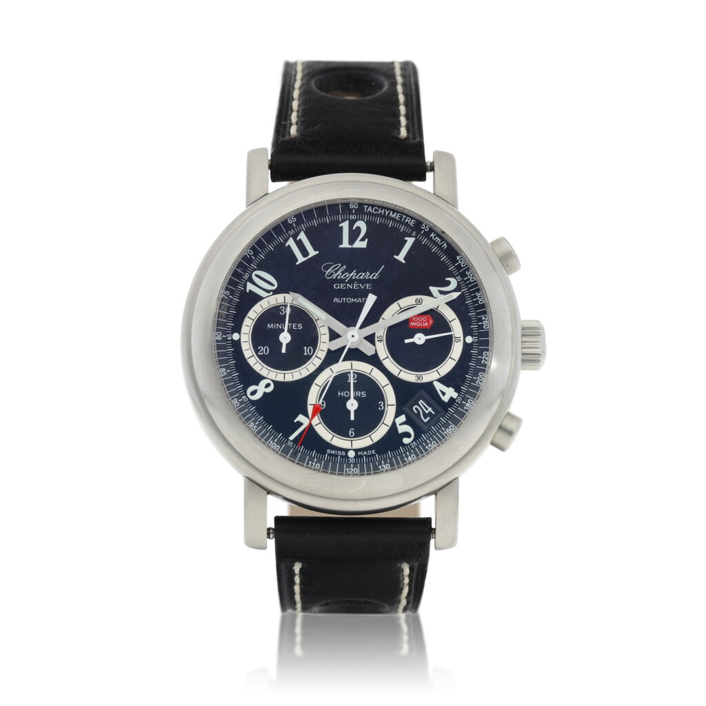 View full screen - View 1 of Lot 9331. Chopard | Mille Miglia "Jacky ICKX", A limited edition stainless steel chronograph wristwatch with date, Circa 2000 | 蕭邦 | Mille Miglia "Jacky ICKX" 限量版精鋼計時腕錶,備日期顯示,約2000年製.