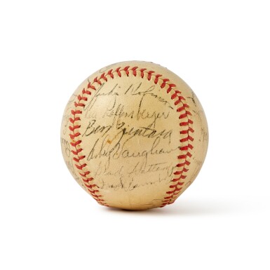 View full screen - View 1 of Lot 12. Jackie Robinson & Babe Ruth Signed Baseball, with Additional Signatures.
