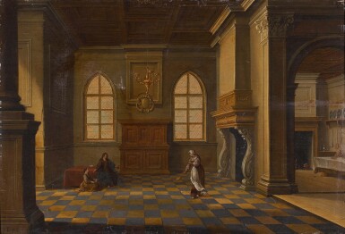 View full screen - View 1 of Lot 72. BARTHOLOMEUS VAN BASSEN | CHRIST IN THE HOUSE OF MARY AND MARTHA.