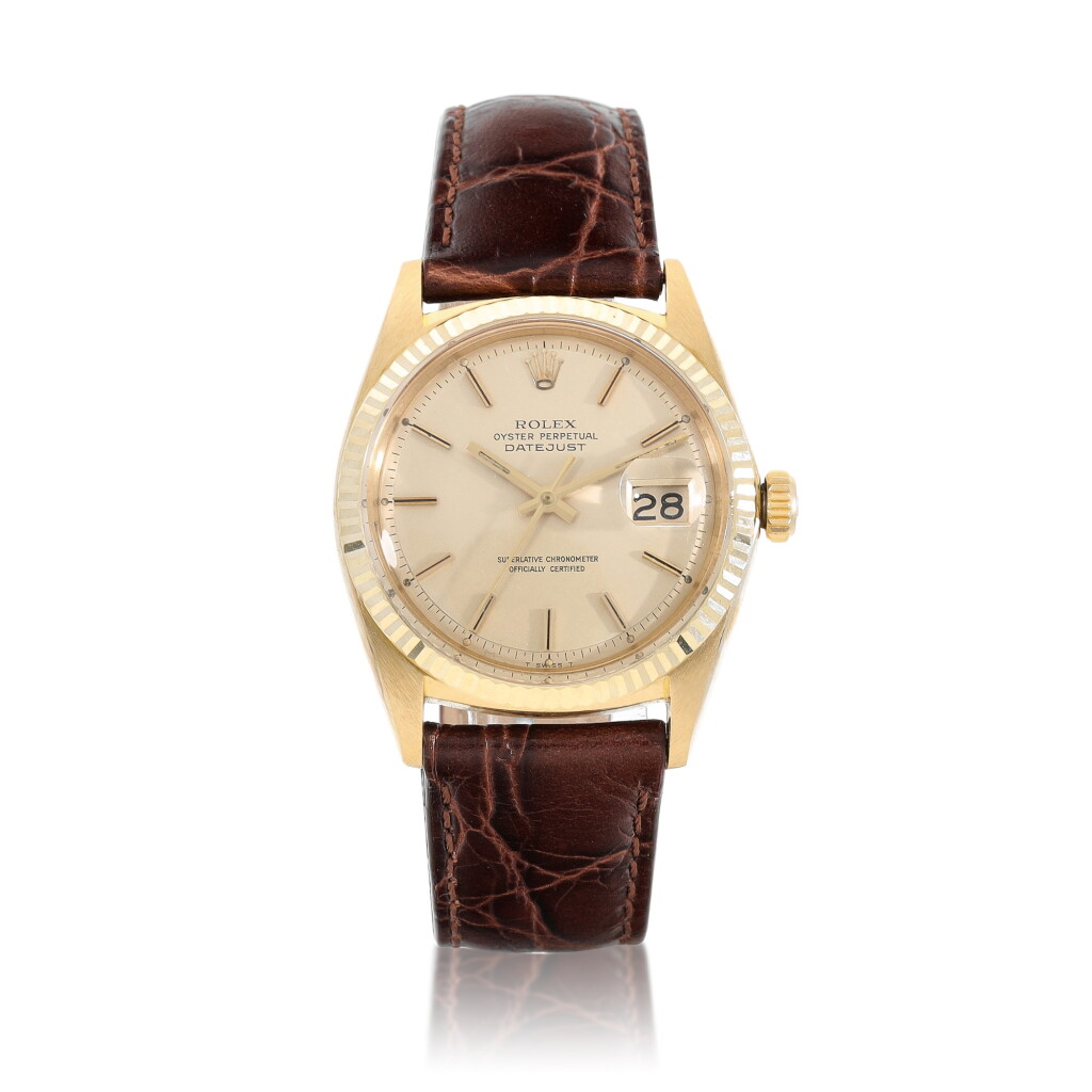 View full screen - View 1 of Lot 9248. Rolex | Datejust, Reference 1601, A yellow gold wristwatch with date, Circa 1967 | 勞力士 | DateJust 型號1601 黃金腕錶,備日期顯示,約1967年製.