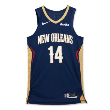 View full screen - View 1 of Lot 62. Brandon Ingram New Orleans Pelicans 2023-2024 In-Season Tournament Game Worn Icon Edition Jersey.
